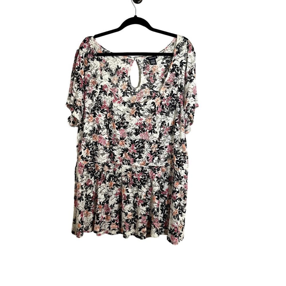 Torrid Floral Blouse - Black, Pink, White